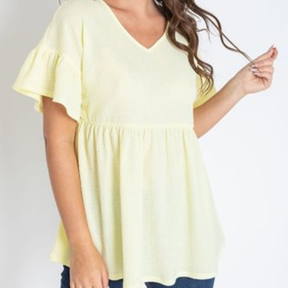 Egs yellow smocked loose fit babydoll top S